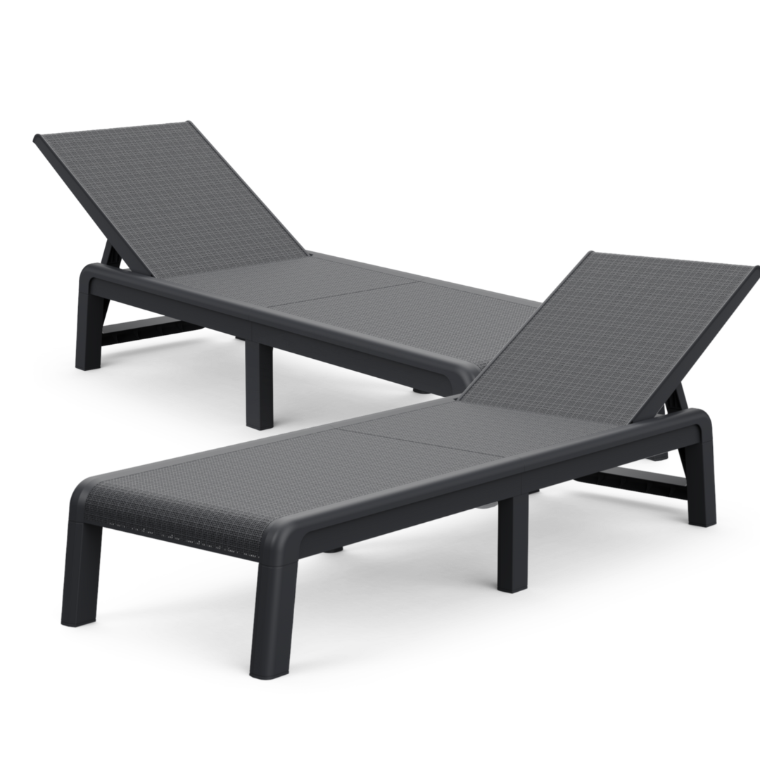 Set of 2: Mallorca Sun Loungers - Graphite