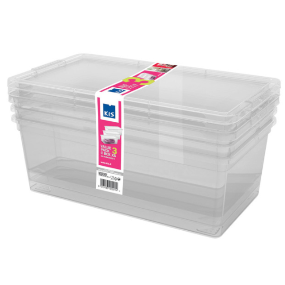 Set of 3 Clear Storage Boxes