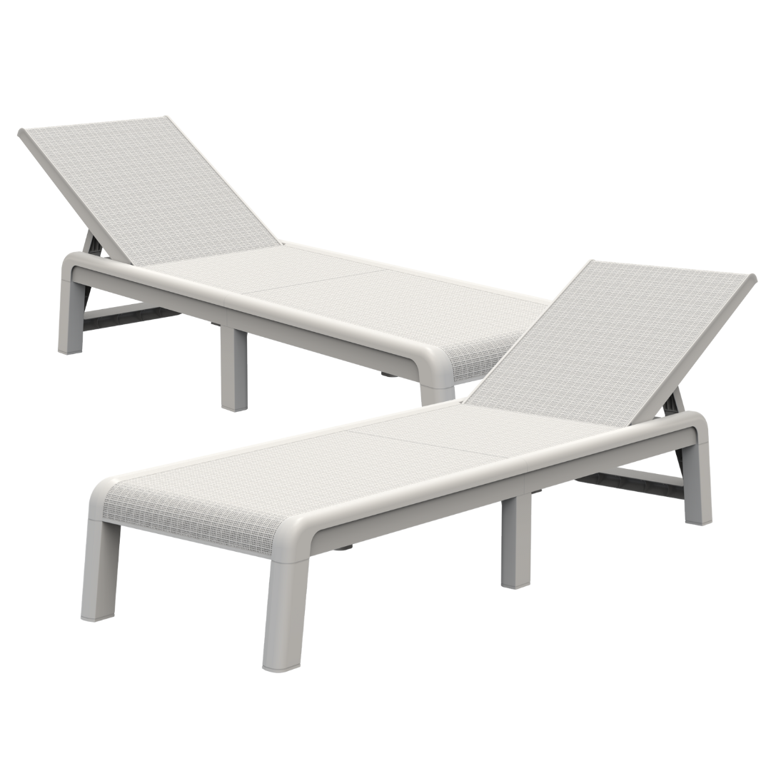 Set of 2: Mallorca Sun Loungers - White