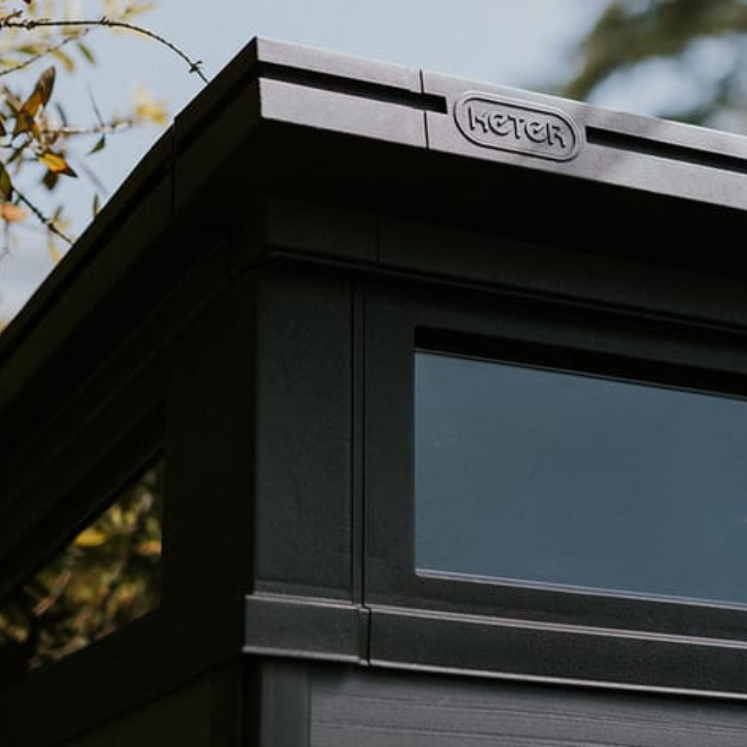 Close-up of the shed window frame on the Cortina garden shed