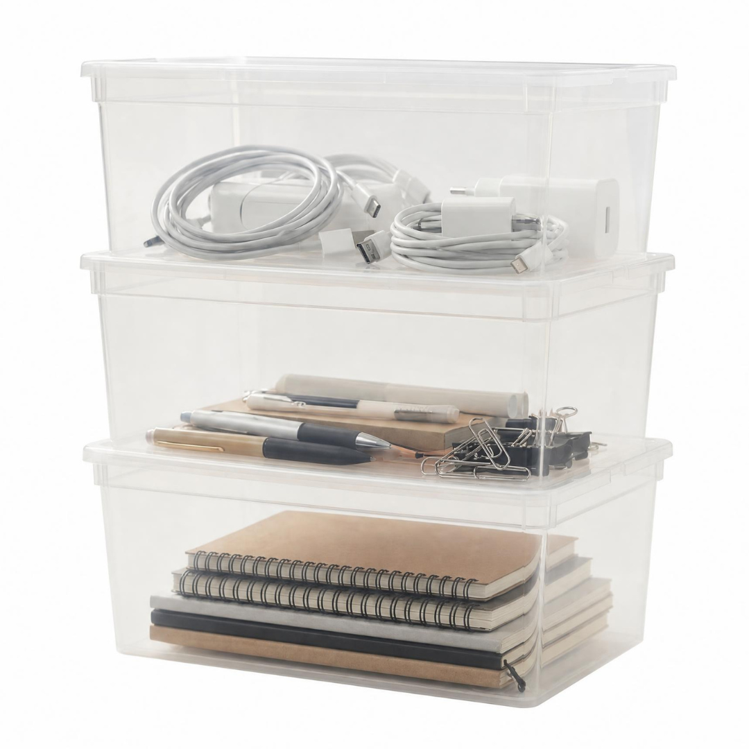 Set of 3 Clear Storage Boxes