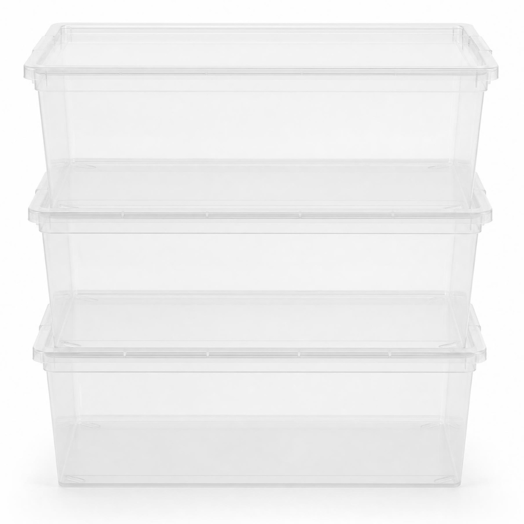 Set of 3 Clear Storage Boxes