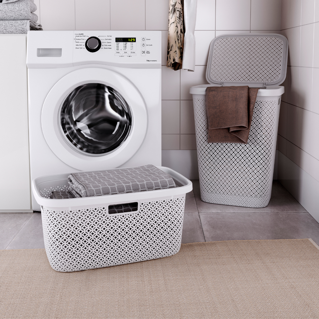 Terrazzo Laundry Hamper - White