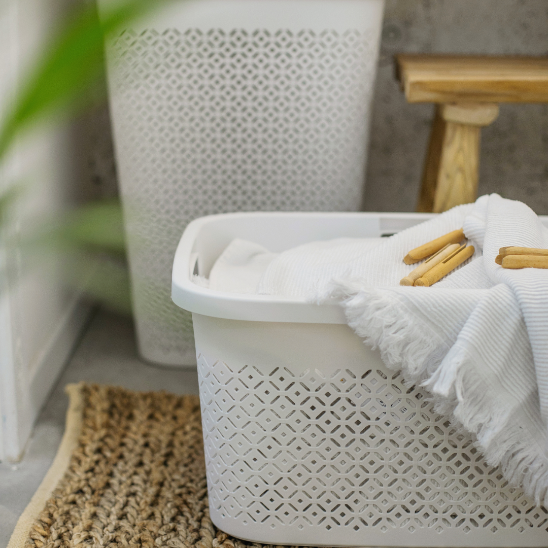 Terrazzo Laundry Basket - White
