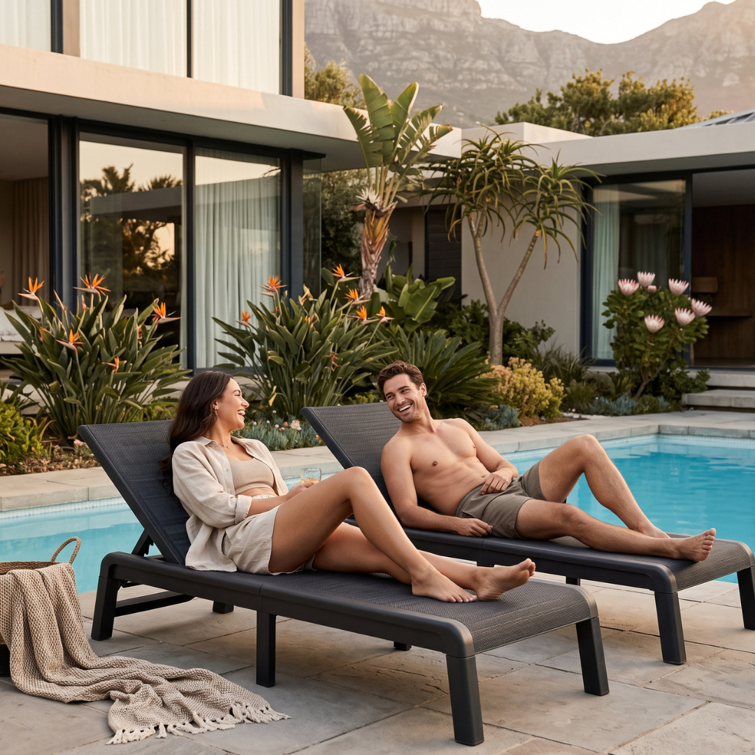 Set of 2: Atlas Sun Loungers - Graphite | PREORDER AUGUST