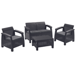 Keter corfu outdoor 4 seater rattan sofa furniture set sale