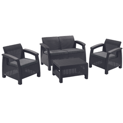 Keter corfu outdoor 4 seater rattan sofa furniture set hotsell