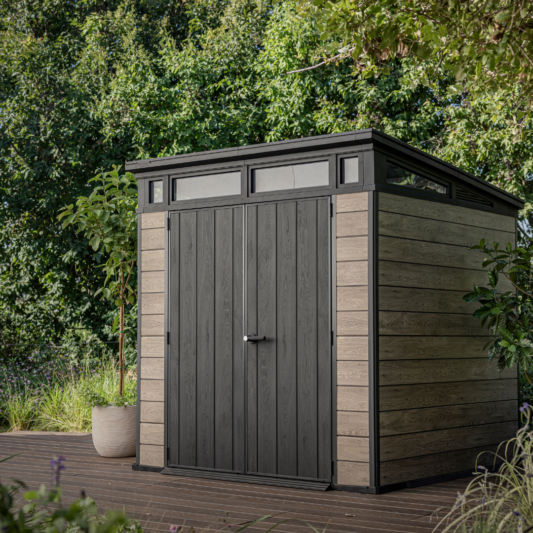 Signature Collection:  7x7ft (2.1m x 2.1m) Pent Shed Ashwood
