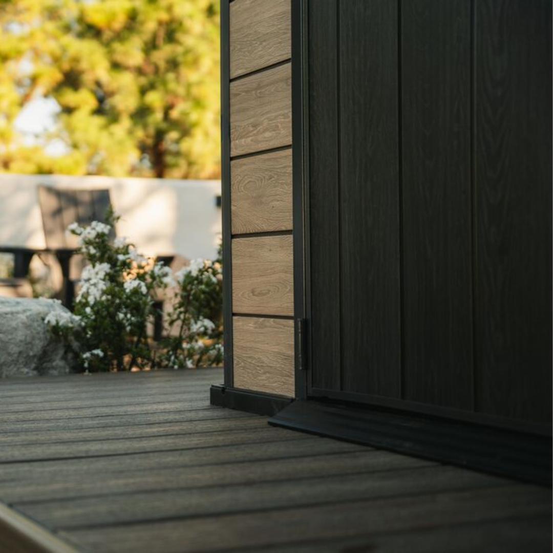Signature Collection:  7x7ft (2.1m x 2.1m) Pent Shed Ashwood