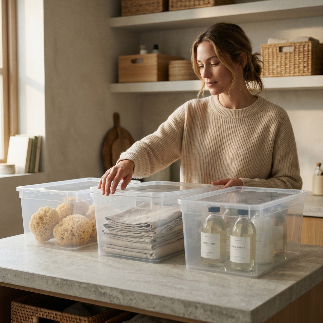Set of 3 Clear Storage Boxes