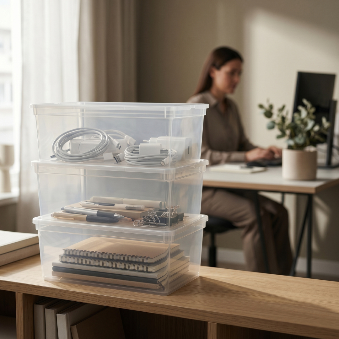Set of 3 Clear Storage Boxes