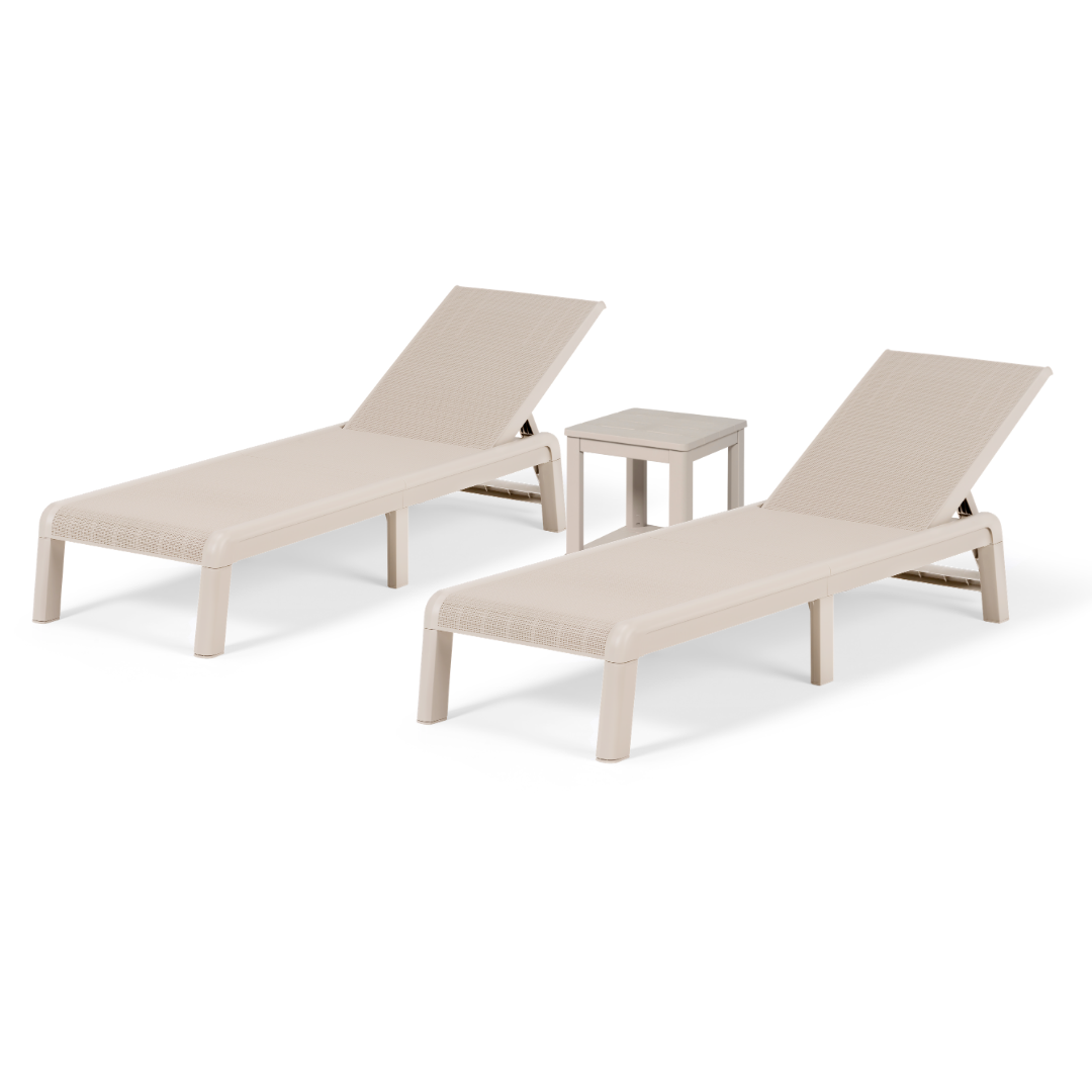 Atlas 3pc Deluxe Sun Lounger Set – Soft Beige | PREORDER OCTOBER