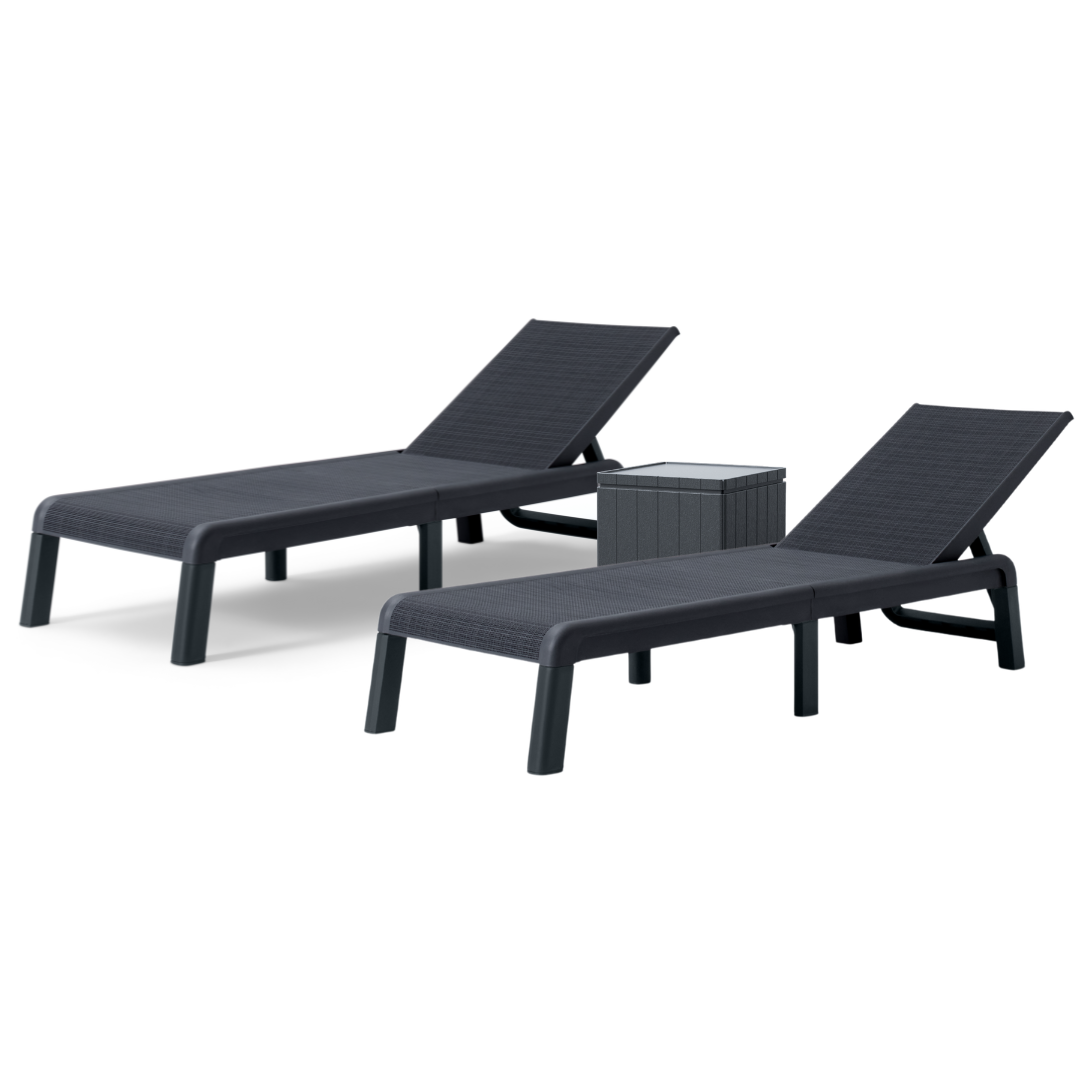 Atlas 3pc Sun Lounger Set - Graphite | PREORDER AUGUST