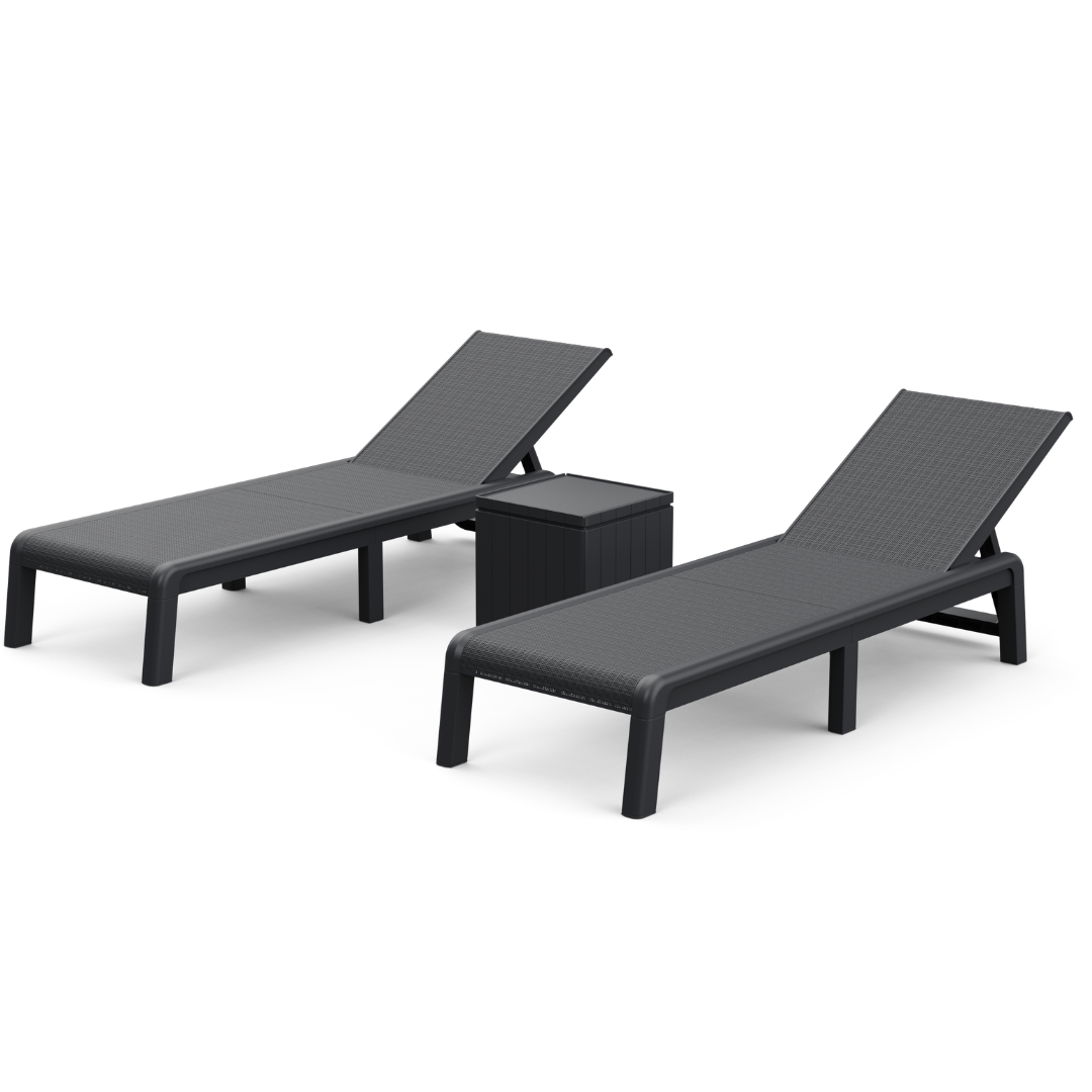 Atlas 3pc Sun Lounger Set - Graphite | PREORDER AUGUST