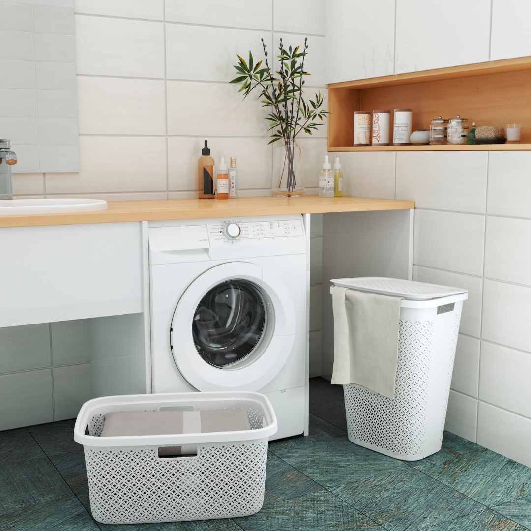 Terrazzo Laundry Basket - White