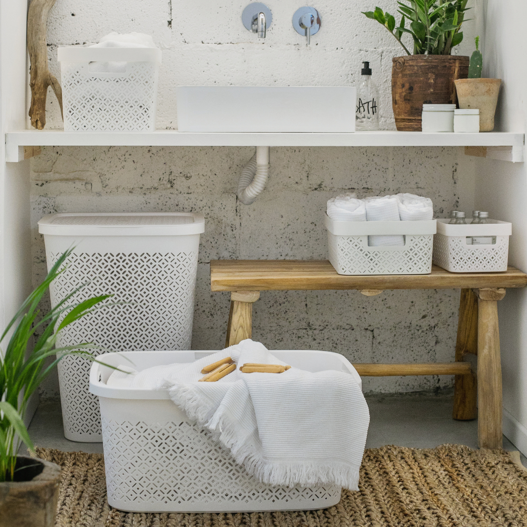 Terrazzo Laundry Hamper - White