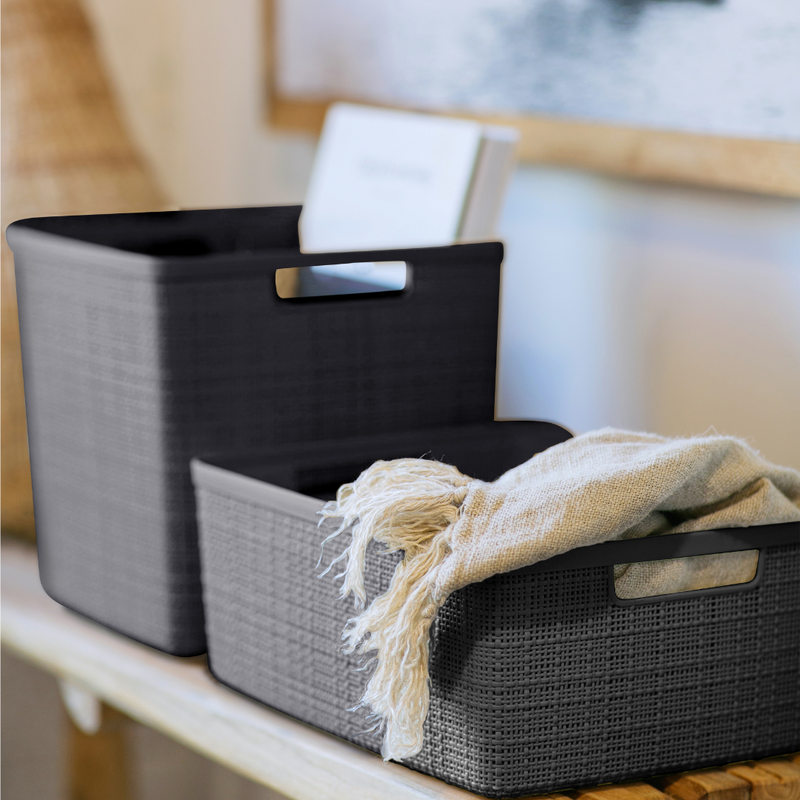Grey storage online baskets with lids