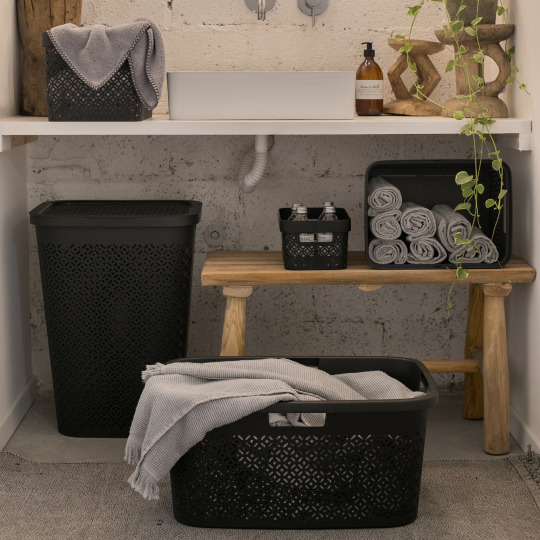 Terrazzo Laundry Basket - Black